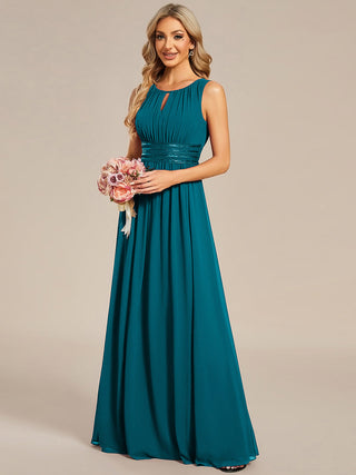 Embroidered Chiffon A-Line Floor Length Bridesmaid Dress