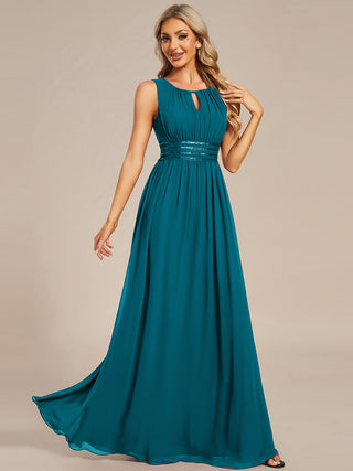 Embroidered Chiffon A-Line Floor Length Bridesmaid Dress