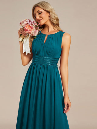 Embroidered Chiffon A-Line Floor Length Bridesmaid Dress
