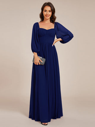Graceful Sweetheart 3/4 Lantern Sleeve Chiffon Bridesmaid Dresses with Frenulum knotting