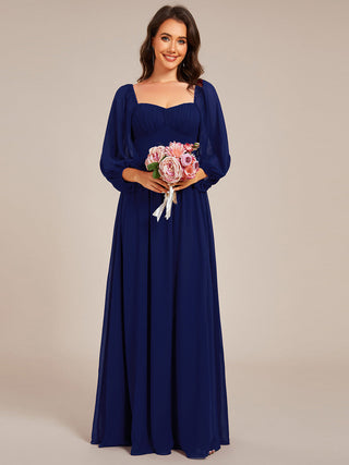 Graceful Sweetheart 3/4 Lantern Sleeve Chiffon Bridesmaid Dresses with Frenulum knotting