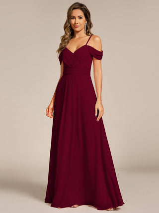 Spaghetti Straps drop-shoulder sleeve Chiffon Bridesmaid Dress