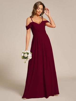Spaghetti Straps drop-shoulder sleeve Chiffon Bridesmaid Dress