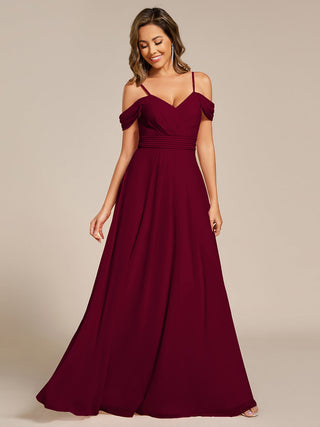 Spaghetti Straps drop-shoulder sleeve Chiffon Bridesmaid Dress