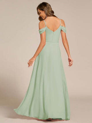 Spaghetti Straps drop-shoulder sleeve Chiffon Bridesmaid Dress