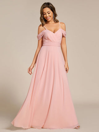 Spaghetti Straps drop-shoulder sleeve Chiffon Bridesmaid Dress