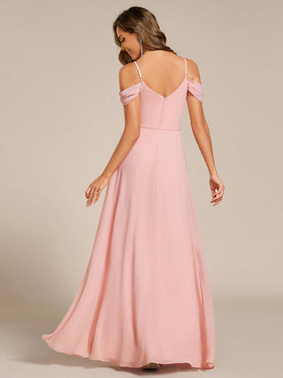 Spaghetti Straps drop-shoulder sleeve Chiffon Bridesmaid Dress