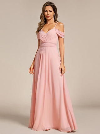 Spaghetti Straps drop-shoulder sleeve Chiffon Bridesmaid Dress