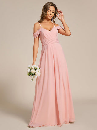 Spaghetti Straps drop-shoulder sleeve Chiffon Bridesmaid Dress