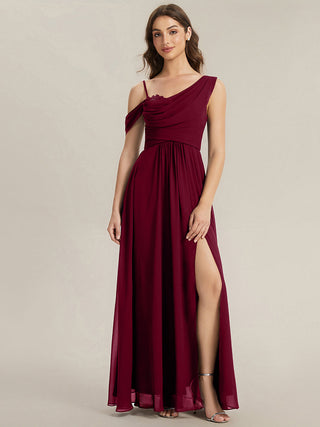Plus Size Sleeveless Cowl Neck A-Line Chiffon Maxi Bridesmaid Dresses