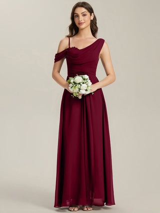 Plus Size Sleeveless Cowl Neck A-Line Chiffon Maxi Bridesmaid Dresses