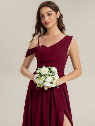 Plus Size Sleeveless Cowl Neck A-Line Chiffon Maxi Bridesmaid Dresses
