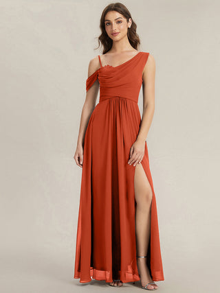 Plus Size Sleeveless Cowl Neck A-Line Chiffon Maxi Bridesmaid Dresses