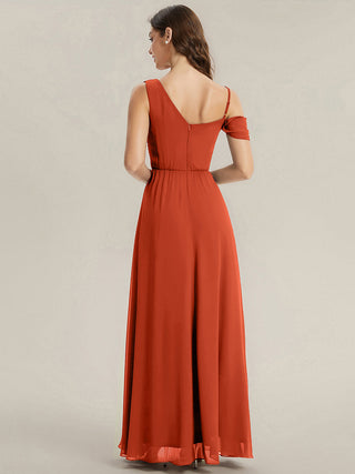 Plus Size Sleeveless Cowl Neck A-Line Chiffon Maxi Bridesmaid Dresses