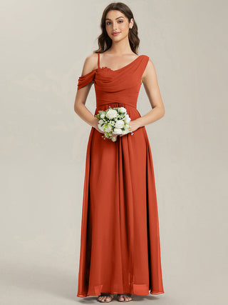 Plus Size Sleeveless Cowl Neck A-Line Chiffon Maxi Bridesmaid Dresses