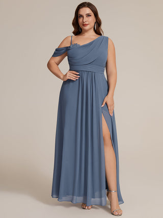 Short Sleeves Asymmetrical Sequin A-Line Floor Length Bridesmaid Dresses