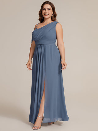 Short Sleeves Asymmetrical Sequin A-Line Floor Length Bridesmaid Dresses