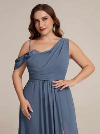 Short Sleeves Asymmetrical Sequin A-Line Floor Length Bridesmaid Dresses