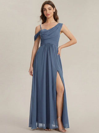 Short Sleeves Asymmetrical Sequin A-Line Floor Length Bridesmaid Dresses