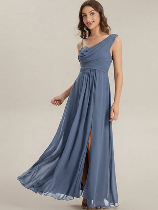 Short Sleeves Asymmetrical Sequin A-Line Floor Length Bridesmaid Dresses
