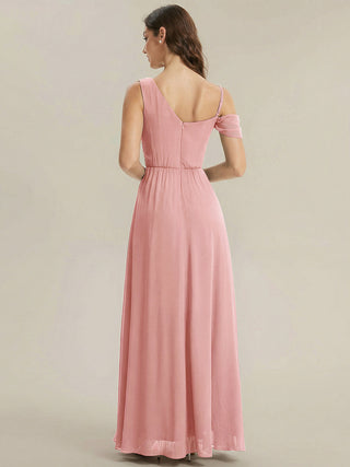 Short Sleeves Asymmetrical Sequin A-Line Floor Length Bridesmaid Dresses