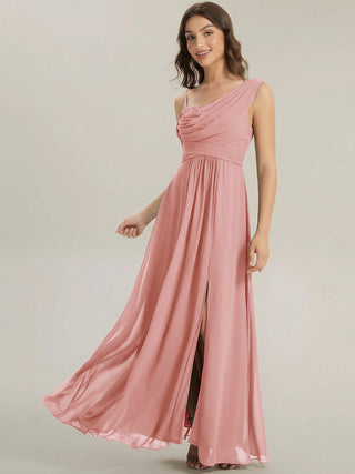 Short Sleeves Asymmetrical Sequin A-Line Floor Length Bridesmaid Dresses