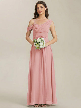 Short Sleeves Asymmetrical Sequin A-Line Floor Length Bridesmaid Dresses