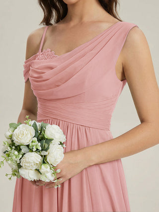 Short Sleeves Asymmetrical Sequin A-Line Floor Length Bridesmaid Dresses