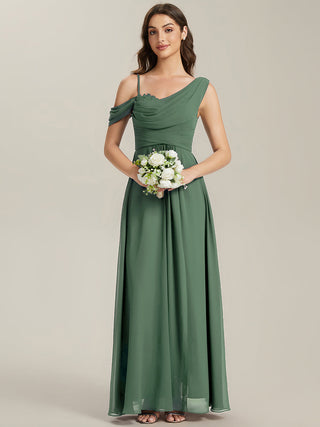 Short Sleeves Asymmetrical Sequin A-Line Floor Length Bridesmaid Dresses
