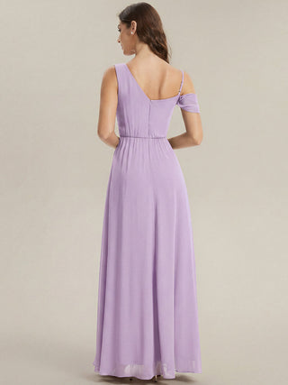 Short Sleeves Asymmetrical Sequin A-Line Floor Length Bridesmaid Dresses