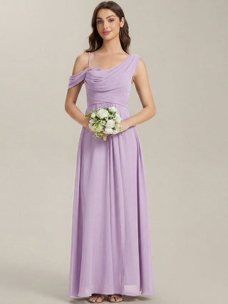 Short Sleeves Asymmetrical Sequin A-Line Floor Length Bridesmaid Dresses