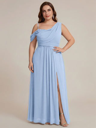 Short Sleeves Asymmetrical Sequin A-Line Floor Length Bridesmaid Dresses
