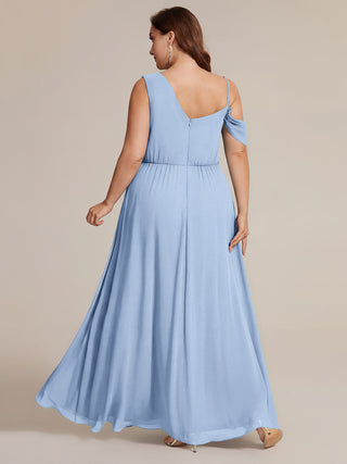 Short Sleeves Asymmetrical Sequin A-Line Floor Length Bridesmaid Dresses