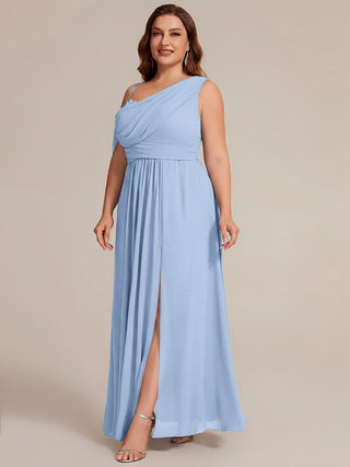 Short Sleeves Asymmetrical Sequin A-Line Floor Length Bridesmaid Dresses