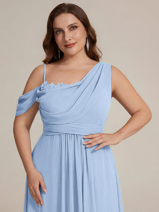 Short Sleeves Asymmetrical Sequin A-Line Floor Length Bridesmaid Dresses
