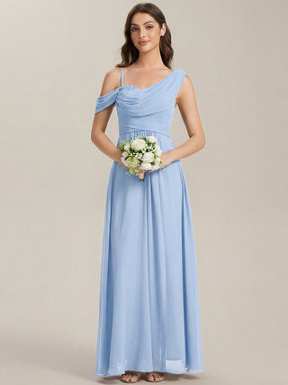 Short Sleeves Asymmetrical Sequin A-Line Floor Length Bridesmaid Dresses