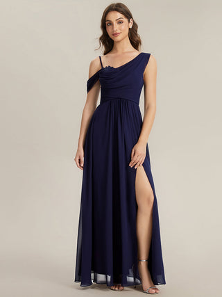 Short Sleeves Asymmetrical Sequin A-Line Floor Length Bridesmaid Dresses