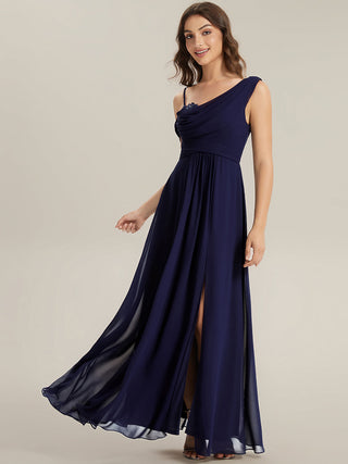 Short Sleeves Asymmetrical Sequin A-Line Floor Length Bridesmaid Dresses