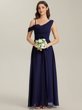 Short Sleeves Asymmetrical Sequin A-Line Floor Length Bridesmaid Dresses