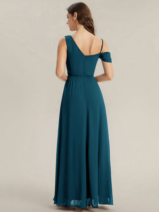 Plus Size Sleeveless Cowl Neck A-Line Chiffon Maxi Bridesmaid Dresses
