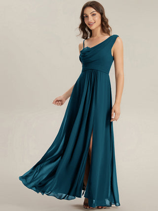 Plus Size Sleeveless Cowl Neck A-Line Chiffon Maxi Bridesmaid Dresses