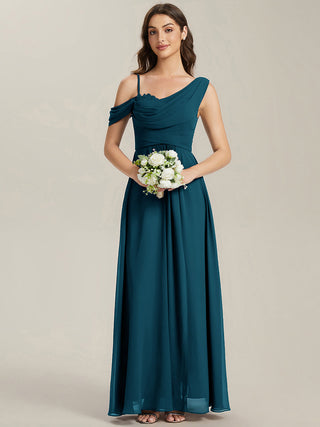 Plus Size Sleeveless Cowl Neck A-Line Chiffon Maxi Bridesmaid Dresses