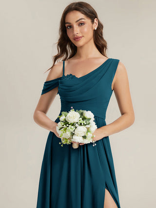 Plus Size Sleeveless Cowl Neck A-Line Chiffon Maxi Bridesmaid Dresses