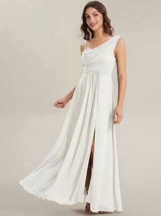 Short Sleeves Asymmetrical Sequin A-Line Floor Length Bridesmaid Dresses