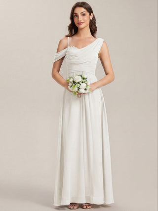 Short Sleeves Asymmetrical Sequin A-Line Floor Length Bridesmaid Dresses