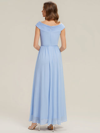 Commercial Sleeveless Off Shoulder Deep V-Neck Pleated A-Line Floor Length Bridesmaid Dresses
