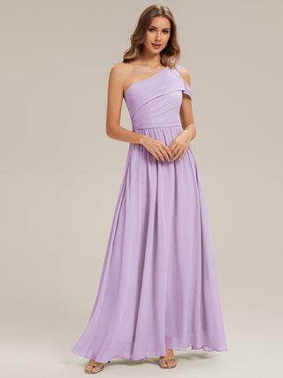 Short Sleeve Asymmetrical Non-Stretch A-Line Floor Length Bridesmaid Dresses
