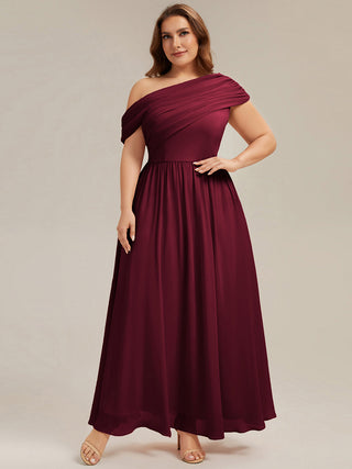 Strapless Asymmetrical A-Line Gathered Floor Length Bridesmaid Dresses