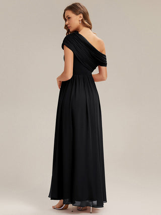 Strapless Asymmetrical A-Line Gathered Floor Length Bridesmaid Dresses