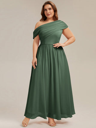 Strapless Asymmetrical A-Line Gathered Floor Length Bridesmaid Dresses